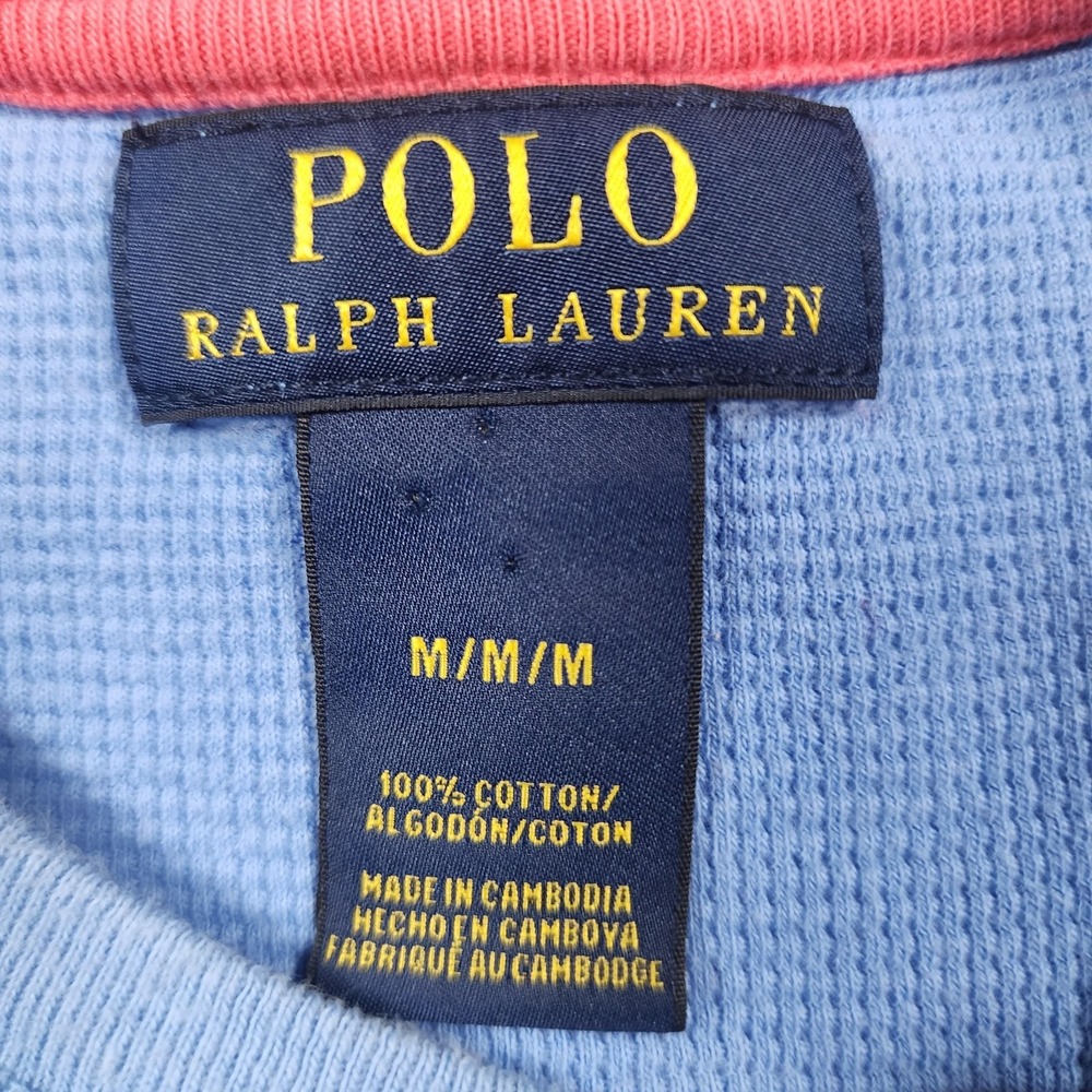 Polo Ralph Lauren Pajama Shirt Mens Medium (Fits Small) Waffle Knit Sleep Lounge - Picture 2 of 10